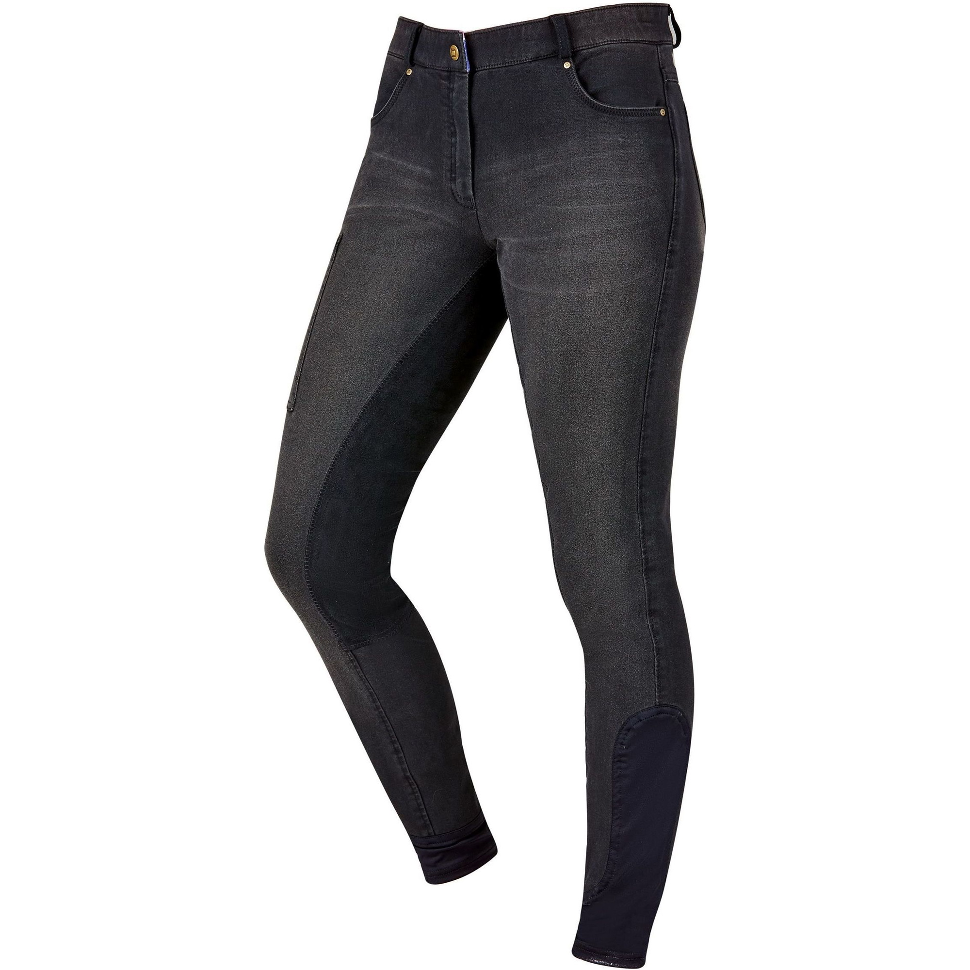 Dublin Womens Shona Full Suede Seat Denim Breeches - Ash